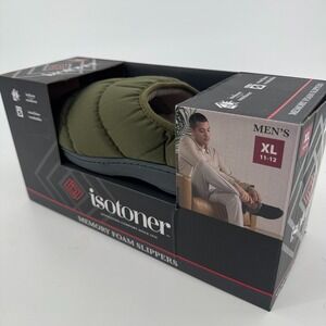 NEW Isotoner Loden Memory Foam Slippers MENS Green Indoor Outdoor Slip On 11-12